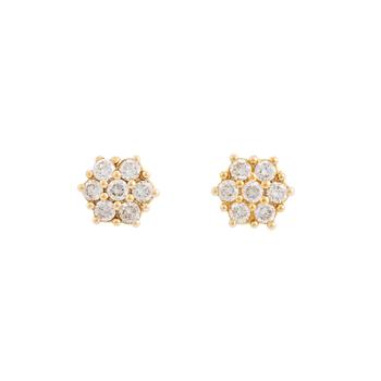 458. A pair of Buccellati 18K gold earrings set with round brilliant-cut diamonds.