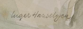 INGER HASSELGREN, 2 st, akvareller, sign.