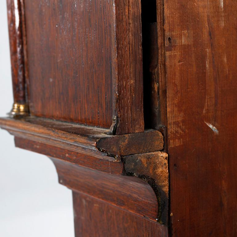 A grandfather clock, clockface marked Jamed Low, Arbroath, 19th century.