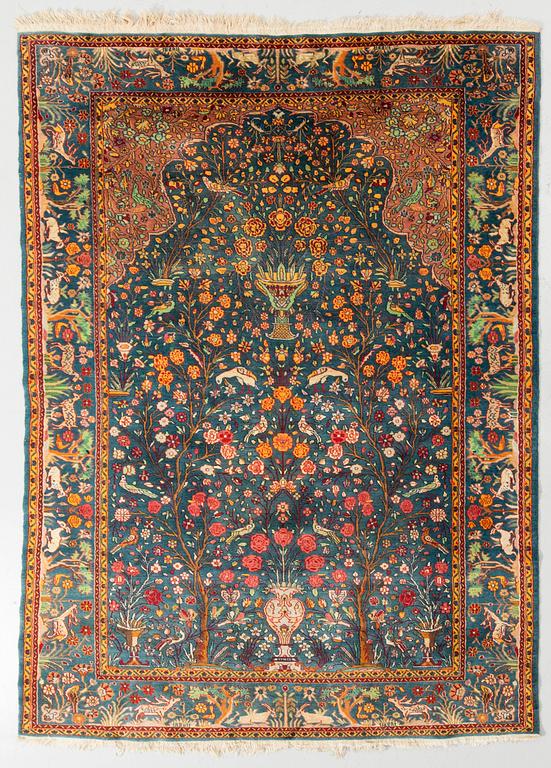 Rug, Pakistan/Northern India, figural, semi-antique, approx. 220 x 150 cm.