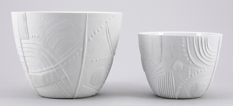 SKÅLAR, 2st, parian, keramik, Bertil Vallien, Rörstrand.