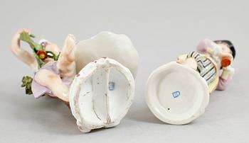 FIGURINER, 2 st, porslin, 1700-tal.