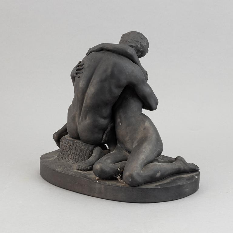 Stephan Sinding, after, "To Mennesker", basalt, signed and marked, Keller & Reiner, Berlin & L.P Jørgensen.