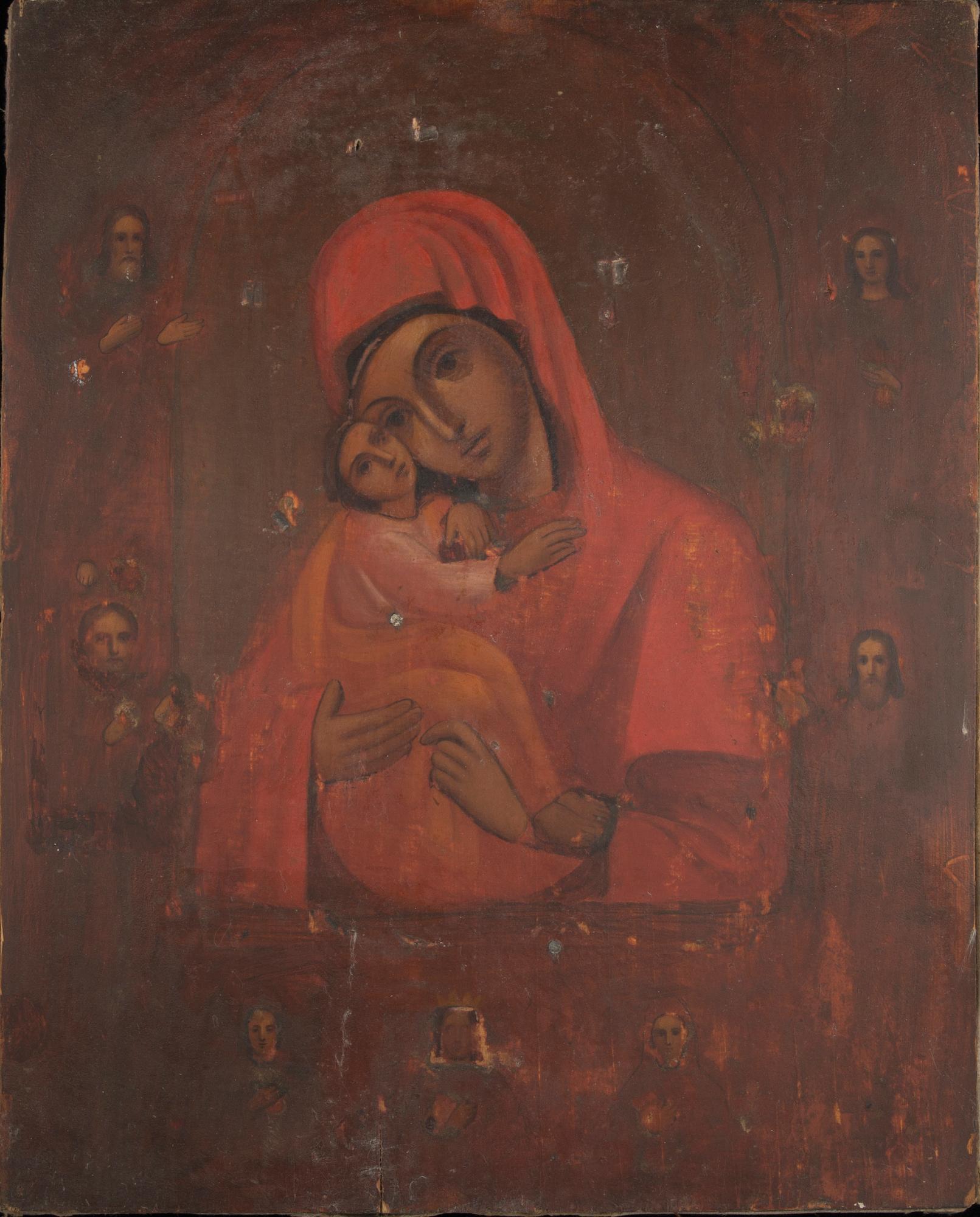 IKON med RISA, tempera på pannå och silver, mästare Isakov Mihail  Jakovlevits, S:t Petersburg 1889.