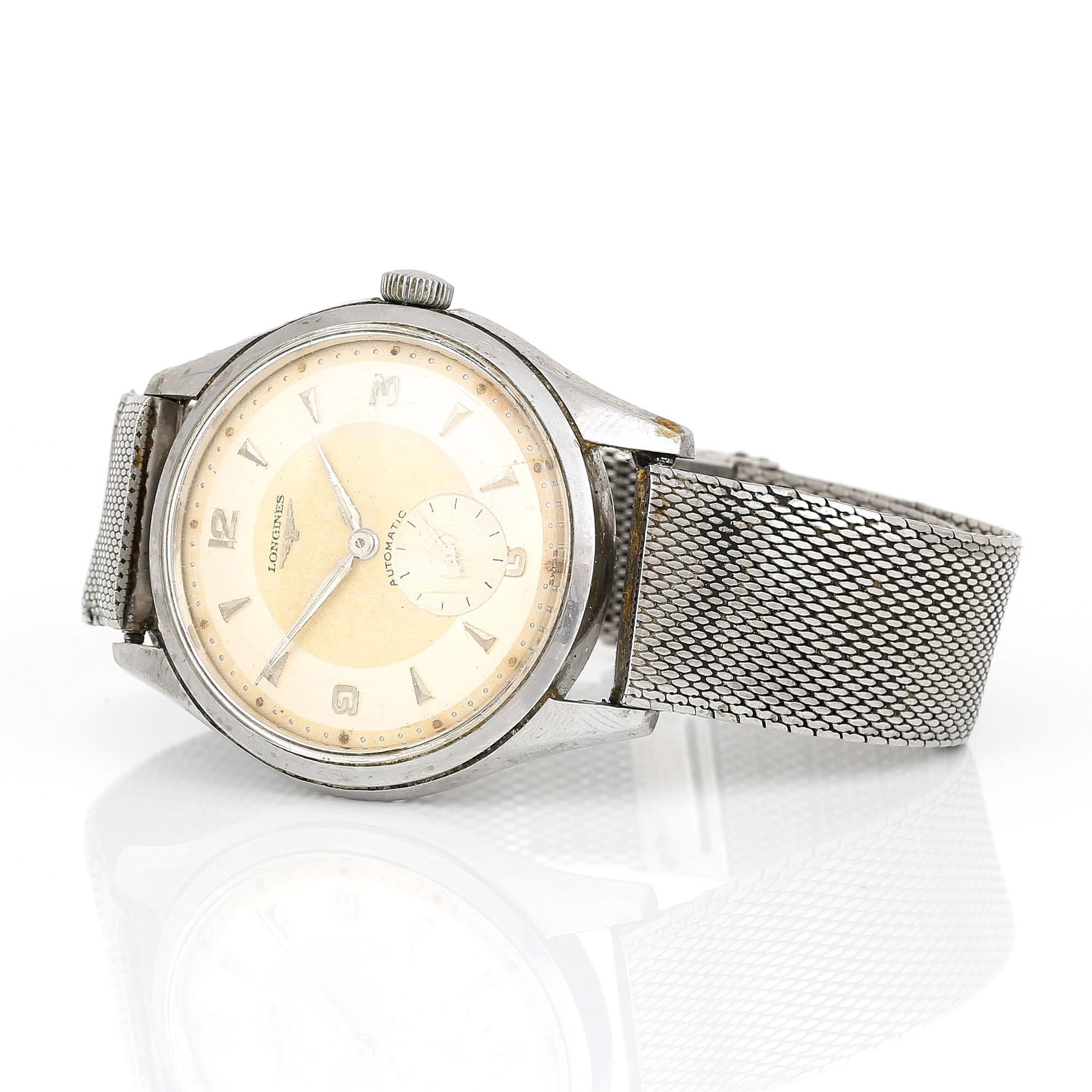 ARMBANDSUR, rostfri stål, Longines 'Automatic', omkring 1900-talets mitt.