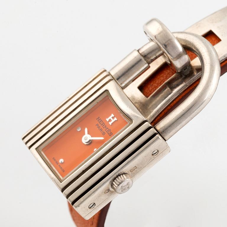 Hermès, Kelly Lock, "Silver Case", wristwatch, 20 x 20 (37,5) mm.