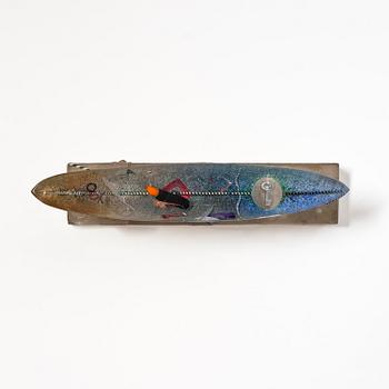 Bertil Vallien, a unique sand cast glass sculpture of a boat, Kosta Boda.