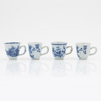 A set of 11 odd Chinese Export cups, Qing dynasty, 18th Century.