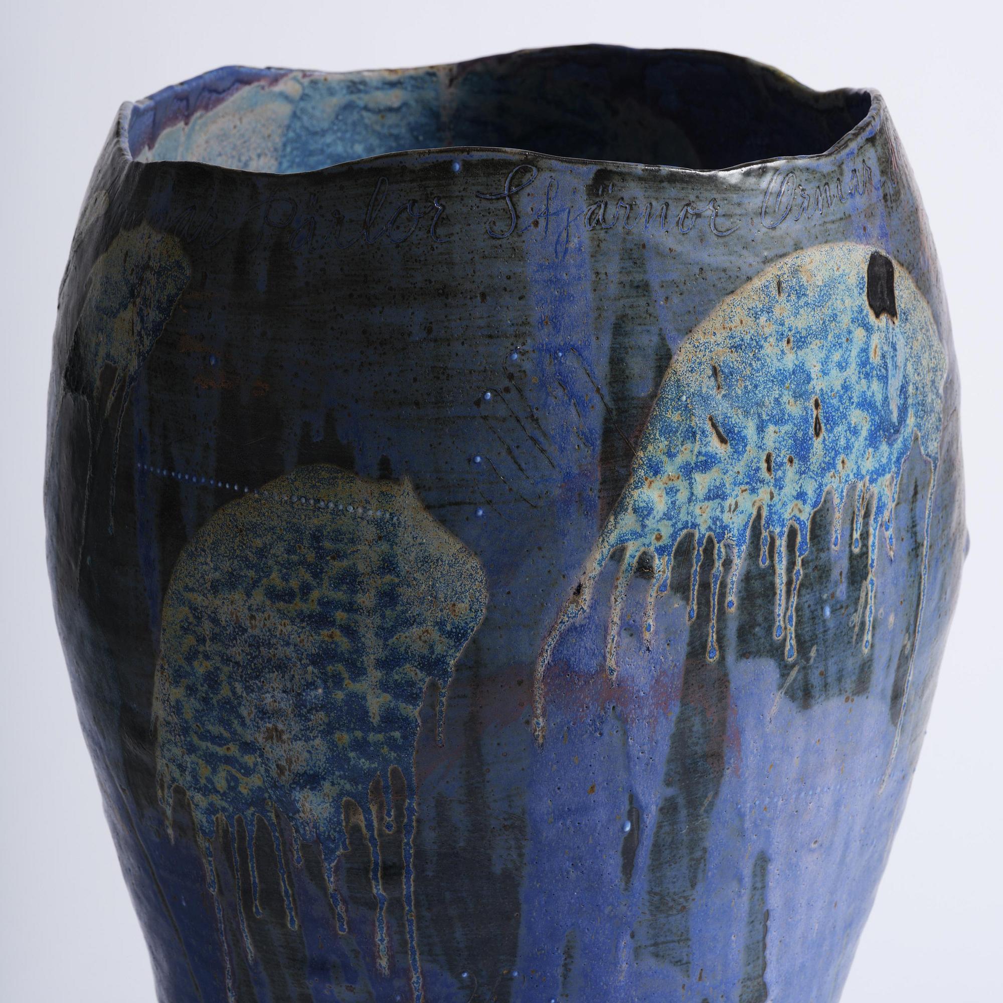 Eva Bengtsson, a stoneware floor vase, own studio, Frillesås, around the year 2000.