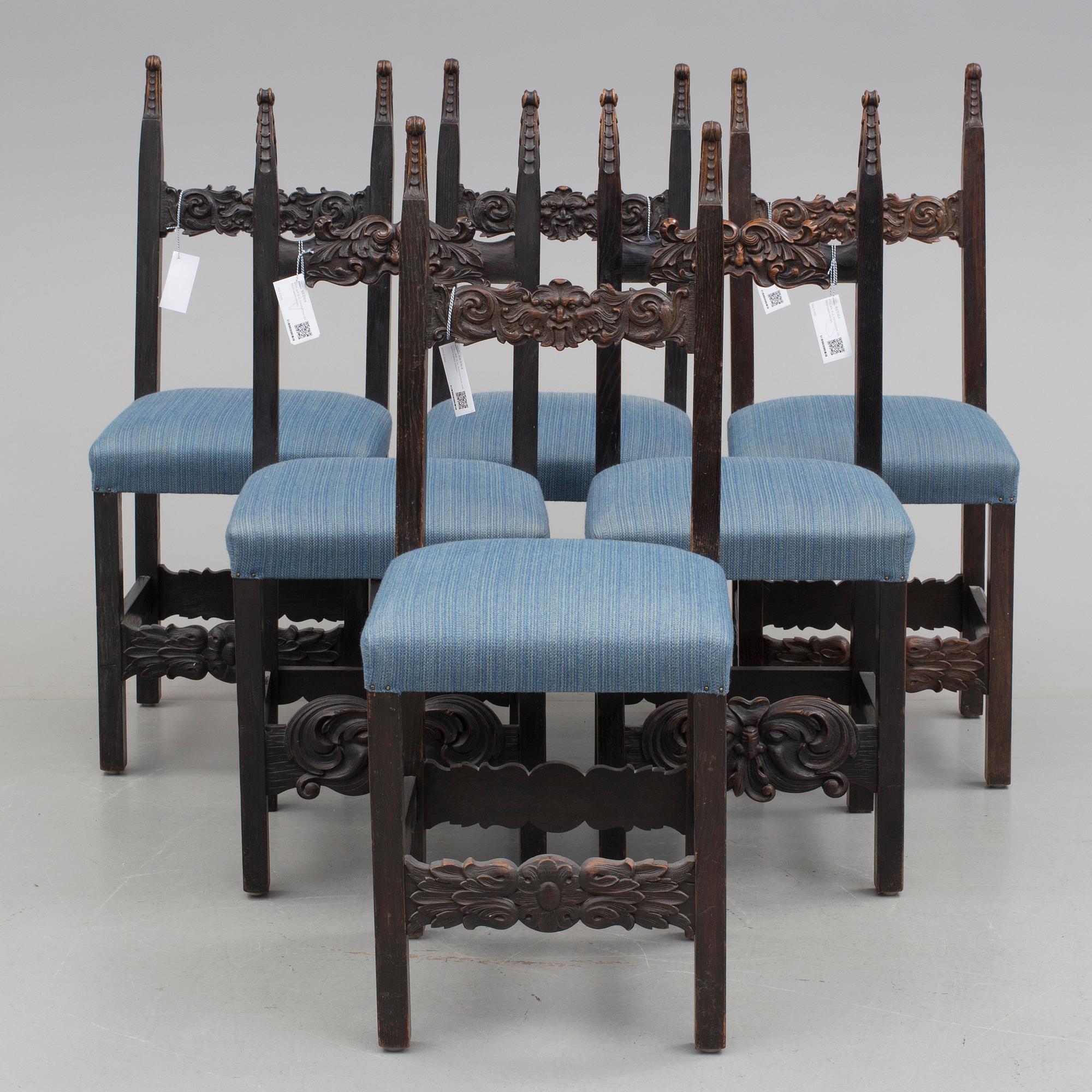 STOLAR, 6 st, fornnordisk stil, 1900-talets början.
