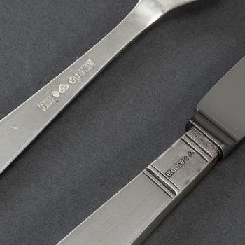 JACOB ÄNGMAN, 12+12 psc silver cutlery,  GAB, some Eskilstuna 1969.