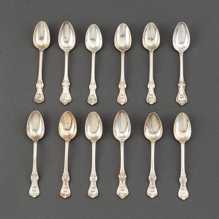 A set of twelve Swedish 19th century silver tea-spoons, mark of Gustaf Möllenborg, Stockholm 1852.