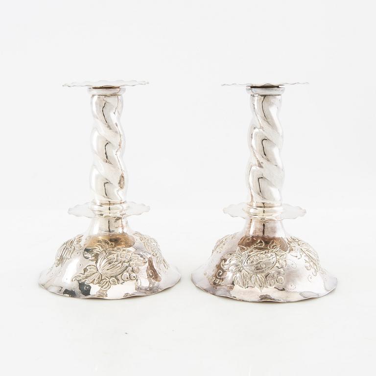 Candelabras, a pair, Baroque-style silver, GAB Stockholm 1947.