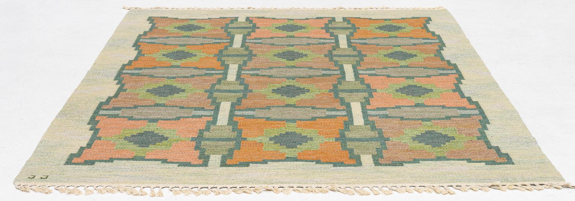 Judith Johansson, a carpet, 'Pors' flat weave, c. 265 x 192 cm, signed JJ.