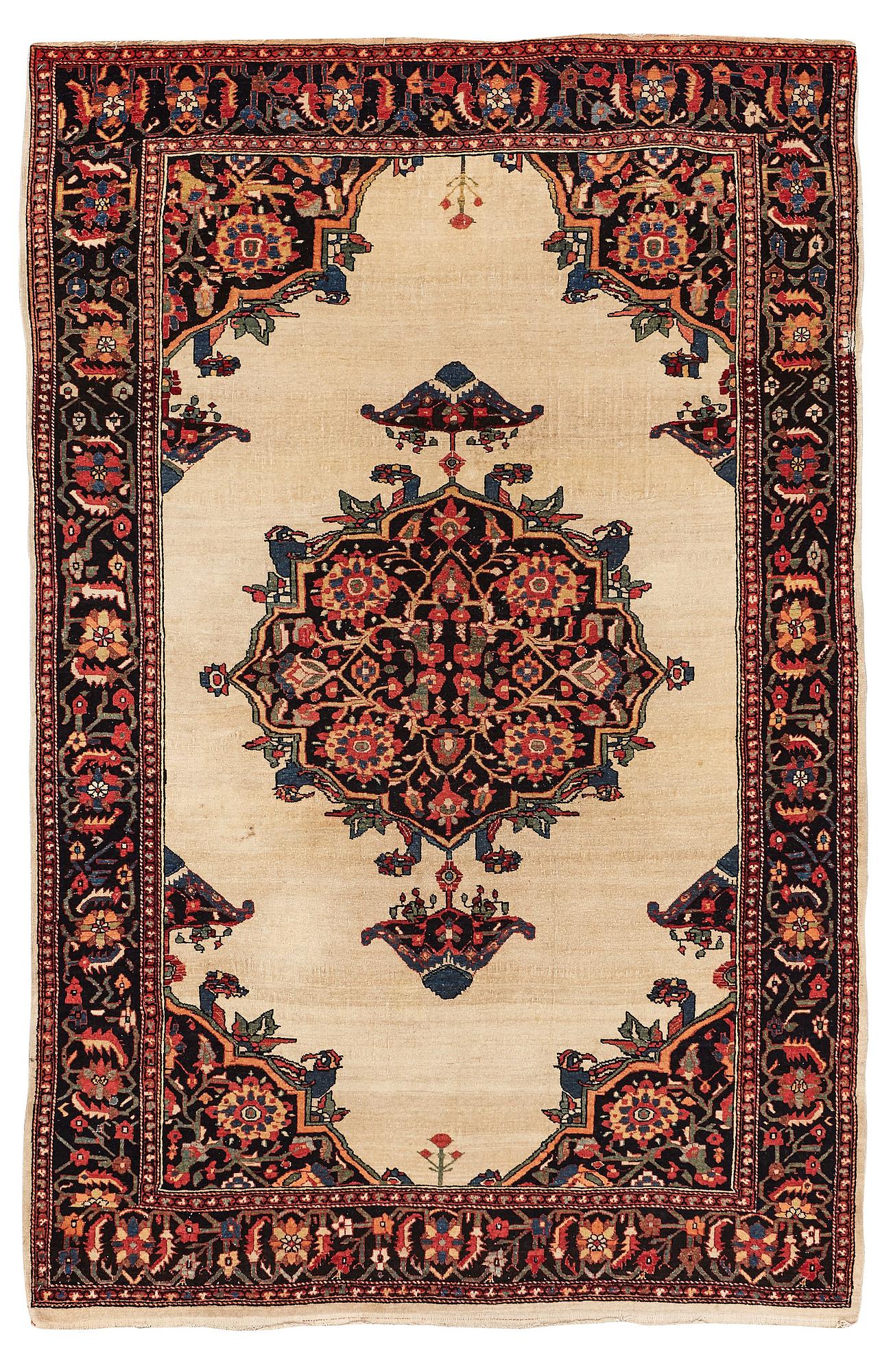 A rug, antique West Persian, possibly Feraghan/Malajir, ca 197,5 x 129,5-131 cm.