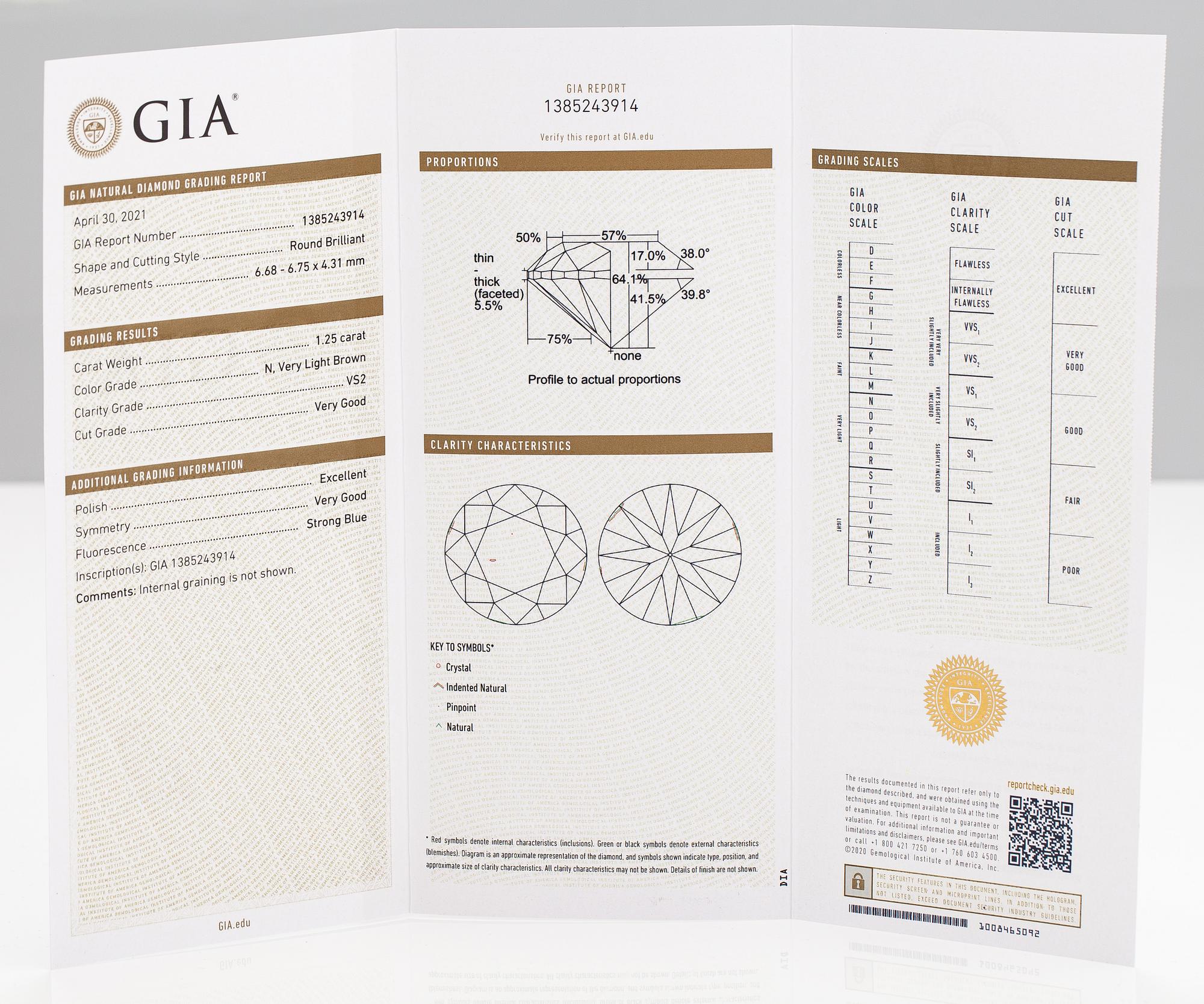 Ring, 14K guld, diamant ca 1.25 ct. GIA-certifikat.