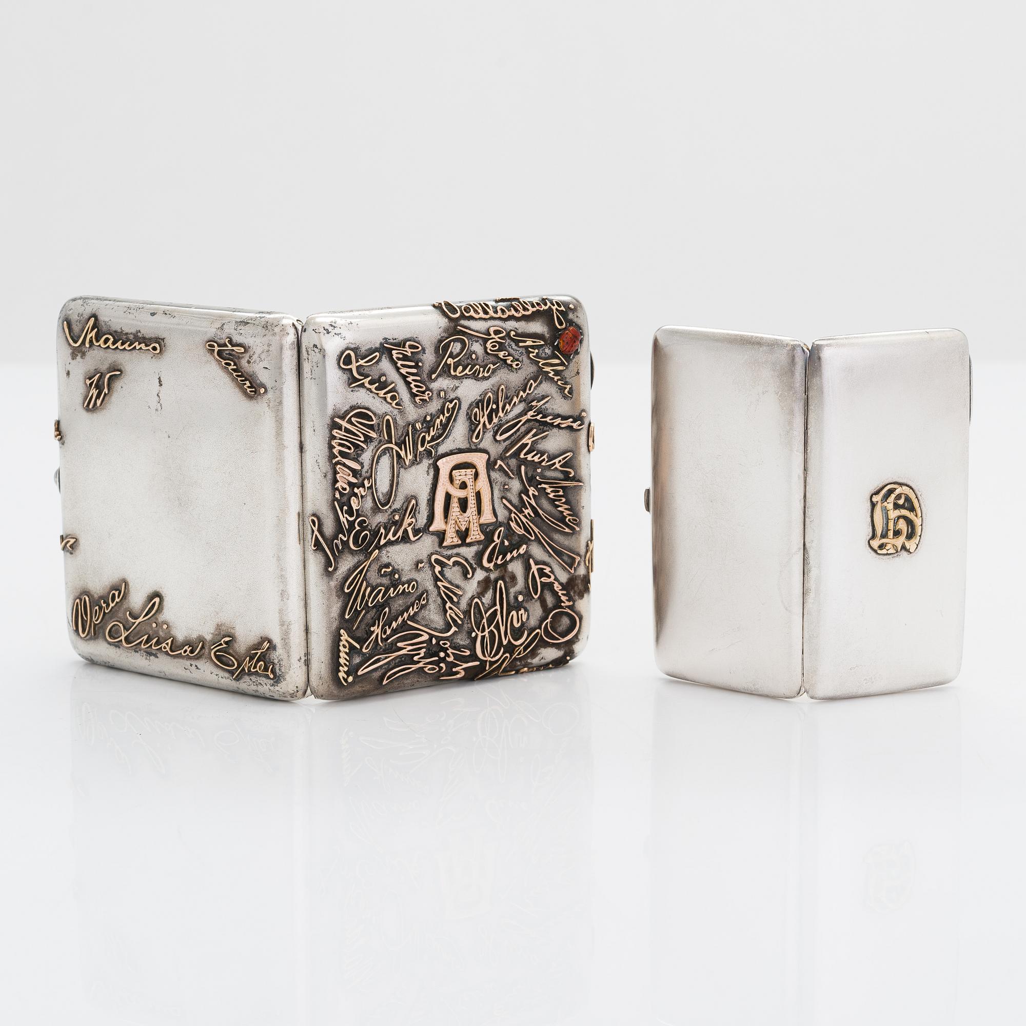 Two silver cigarette cases,  Turku 1917 and 1925.