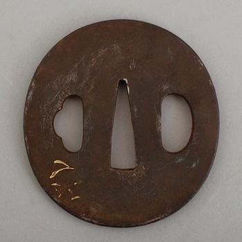 TSUBA, järn, Japan, Mitsumasa, 1700-tal.