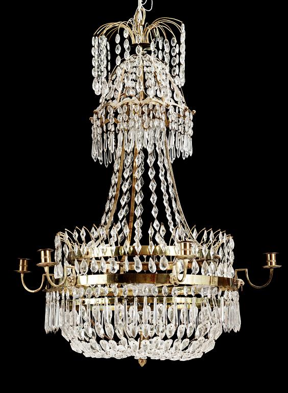 A Gustavian style 20th century seven-light chandelier.