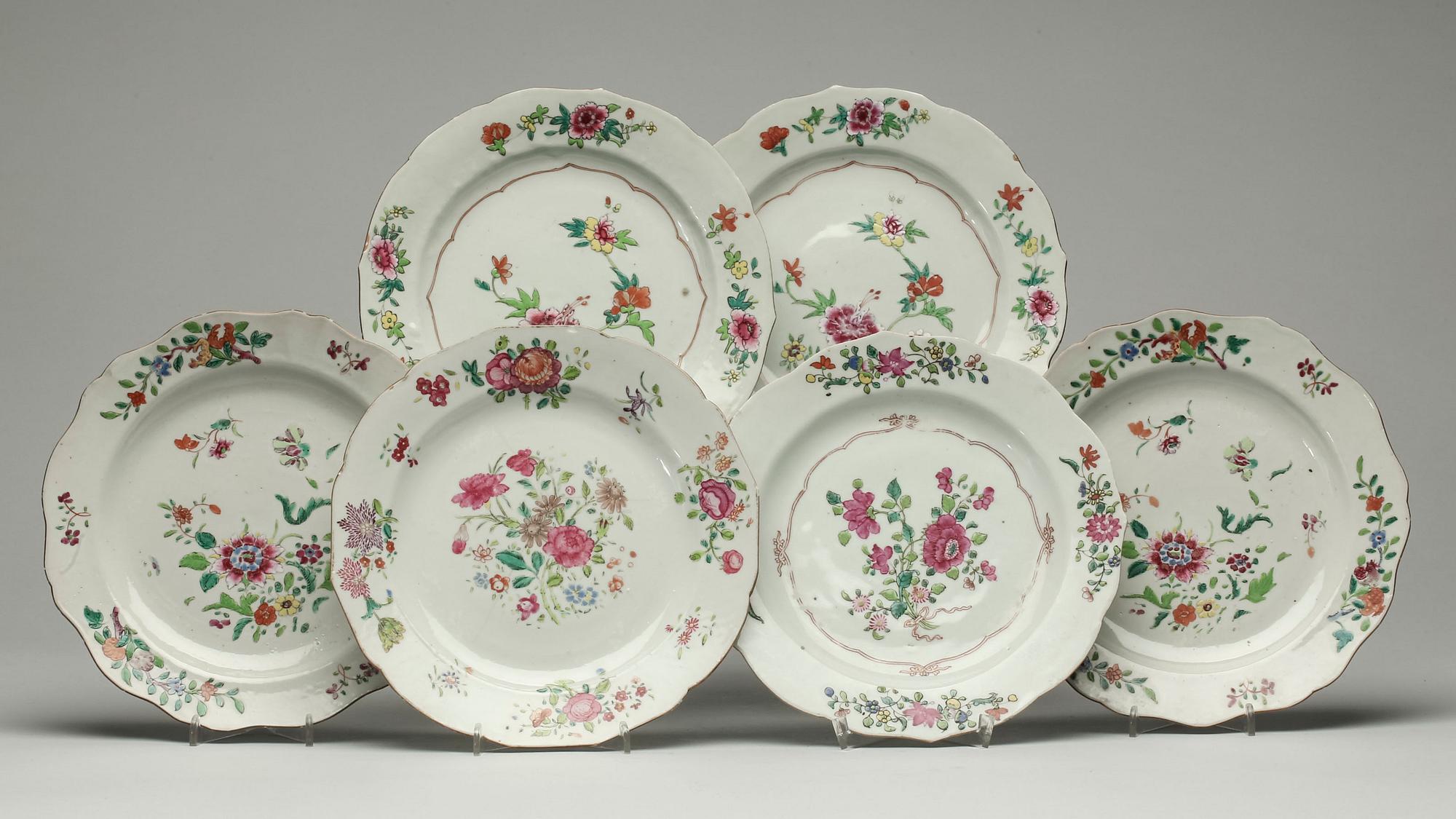 TALLRIKAR, 13 stycken, Kina Qianlong (1736-1795).