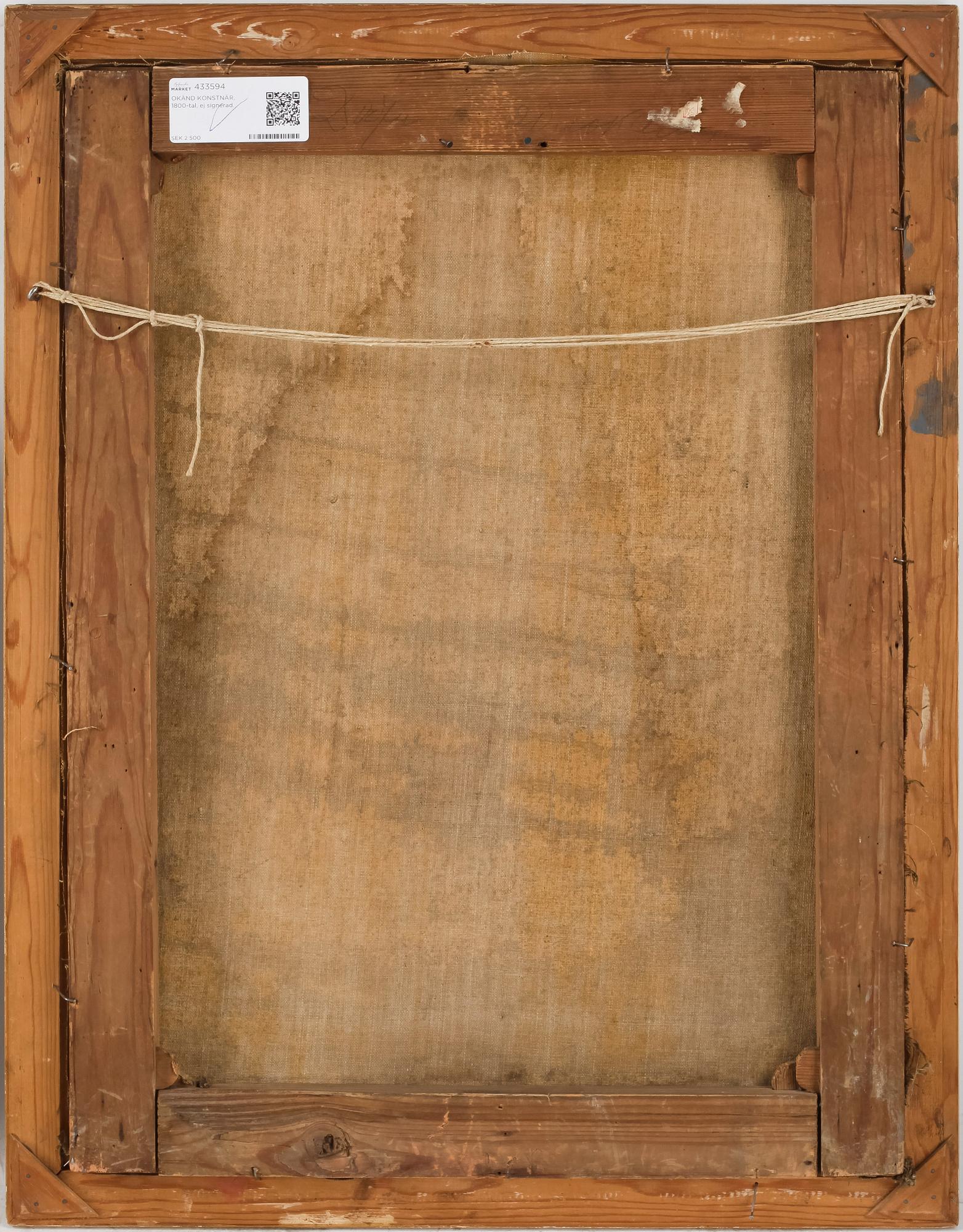 OKÄND KONSTNÄR, olja på duk, 1800-tal, ej signerad.