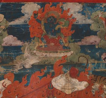 A Mongolian thangka depicting the nine Drala brothers, 19th century.