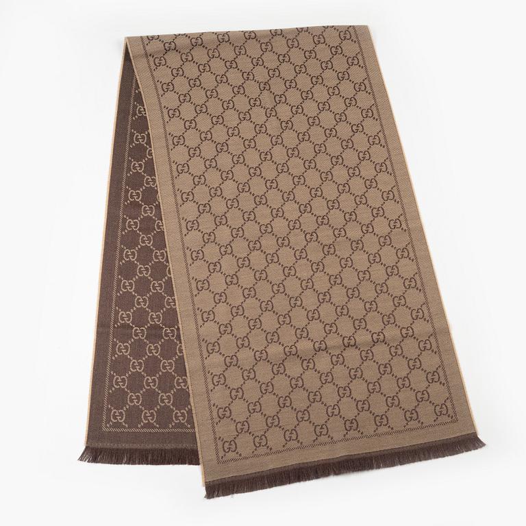 Gucci, scarf, "GG Jacquard Knitted Scarf".