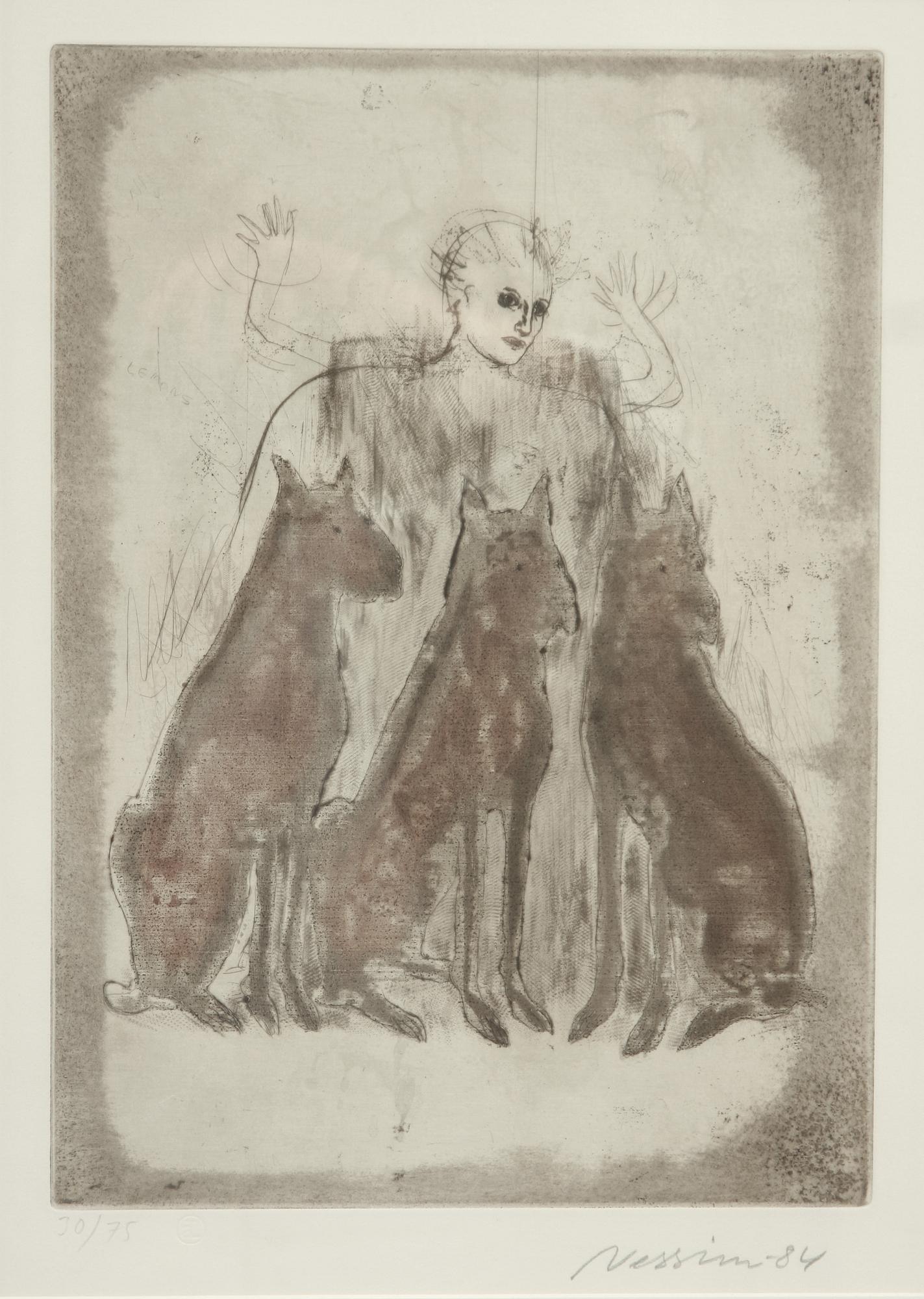 SUZANNE NESSIM, färgetsning, sign o dat -84.