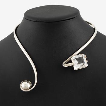 Stigbert, collar, neck ring, silver and rock crystal.