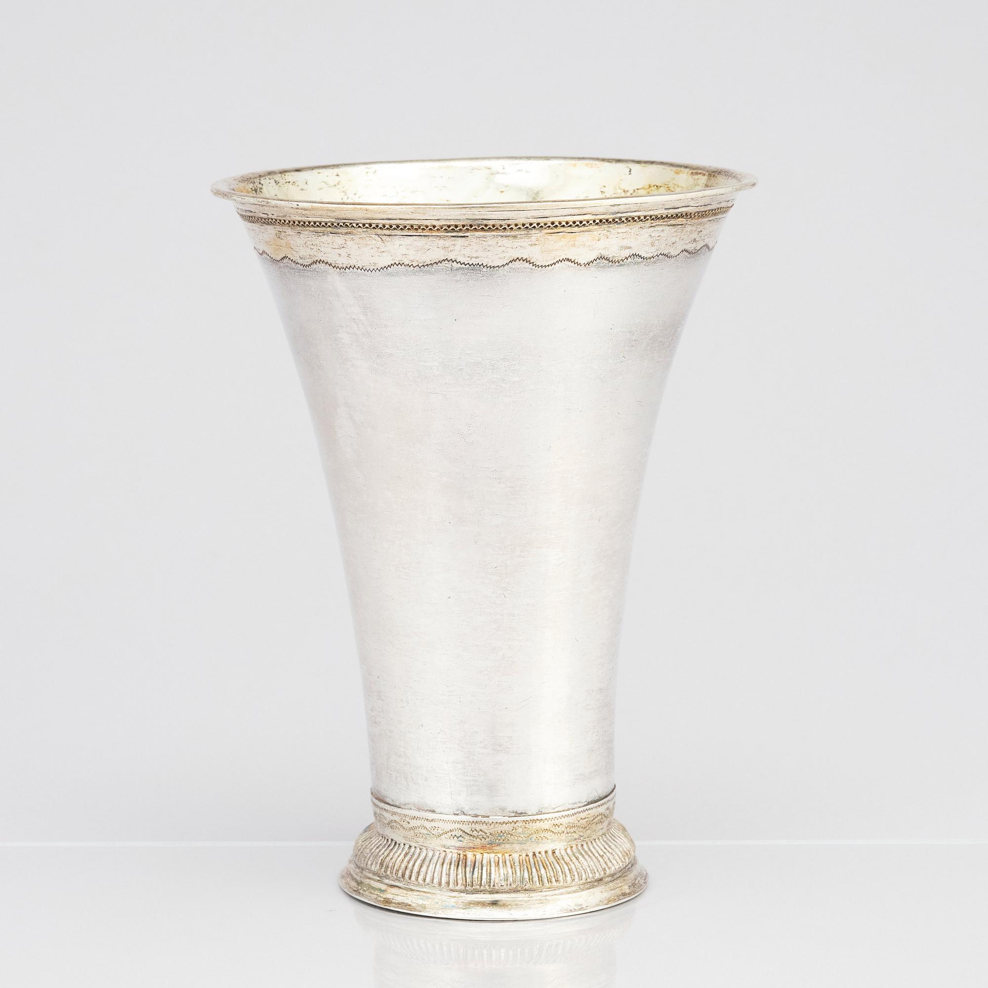 A Swedish 18th century parcel-gilt silver beaker, mark of Petter Gillberg, Varberg 1791.