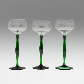 VINGLAS, glas, 8 st, Boda. 1900-tal.