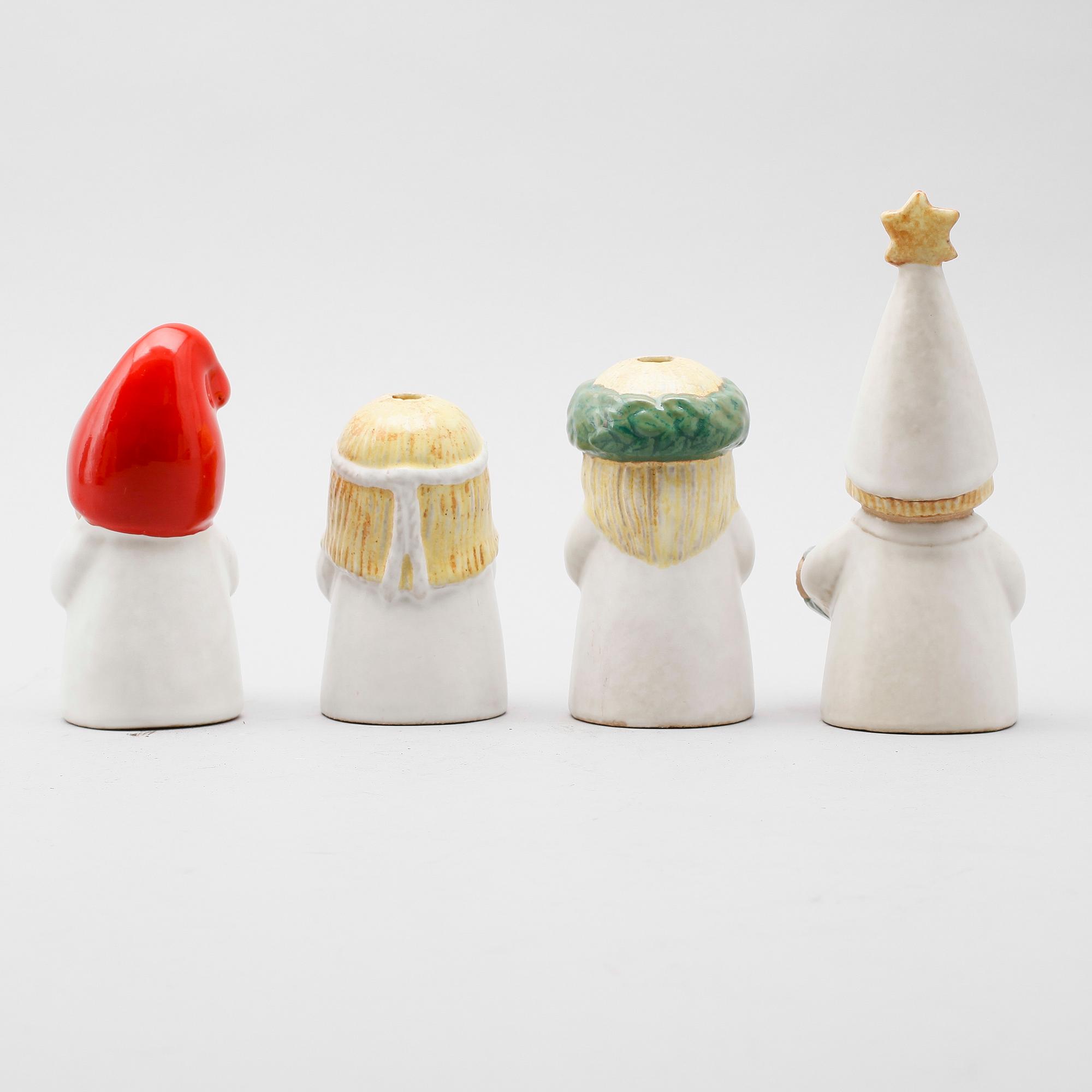FIGURINER, 4 st, stengods, "Advent", Lisa Larson, Gustavsberg, formgivna 1978.