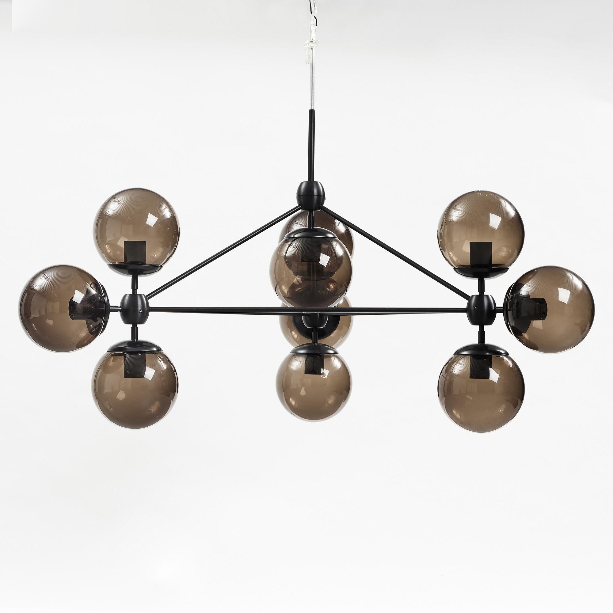 Modo Chandelier, 3 Sided, 10 Globes, Designed by Jason Miller for Roll & Hill.