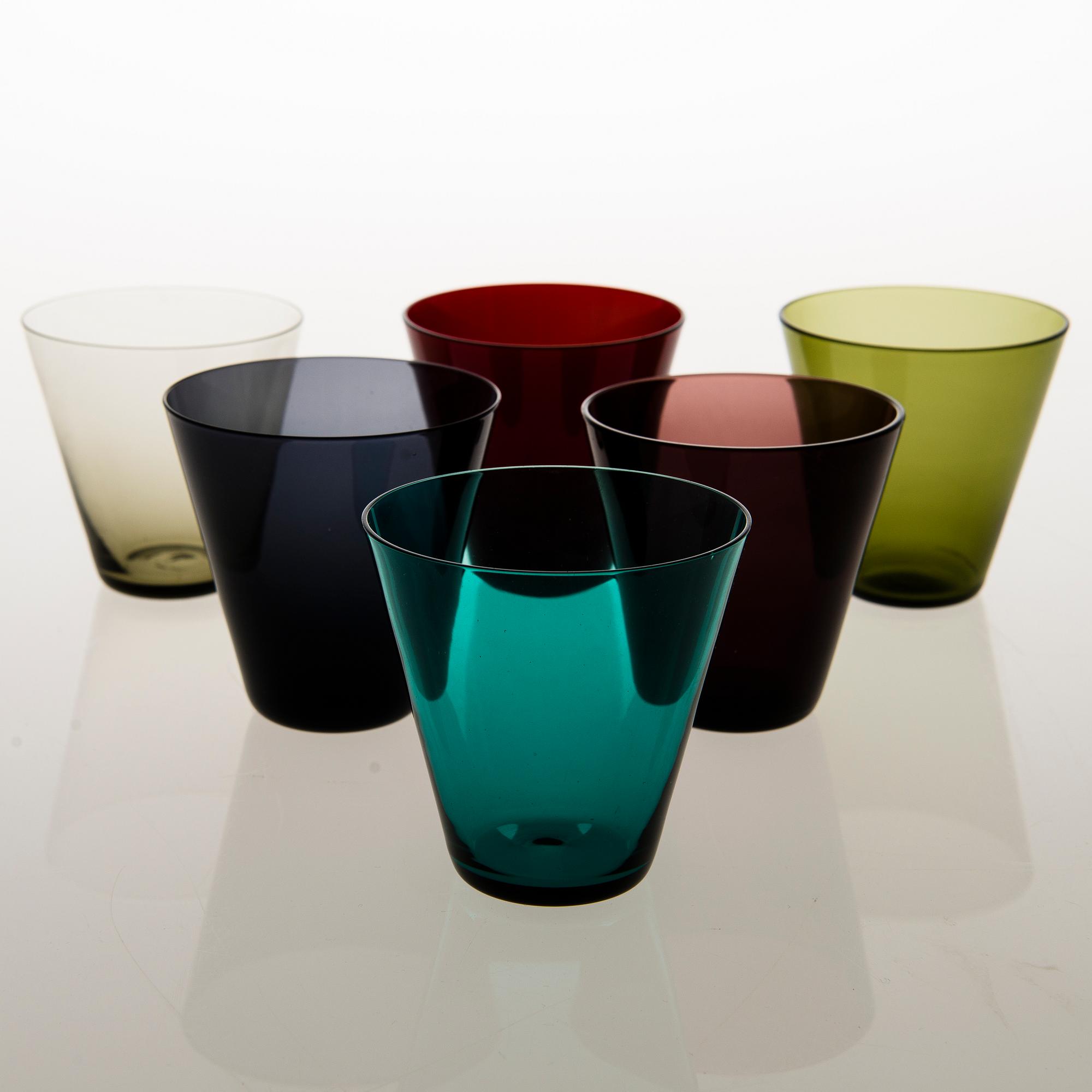 KAJ FRANCK, A set of six Kimara drinking glasses 2744, in Toive packaging, Notsjö, Nuutajärvi Finland, mid-20th century.