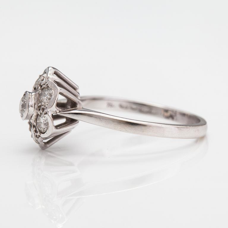 An 18K white gold ring with diamonds ca. 0.54 ct in total according to engraving. Finnish import marks.