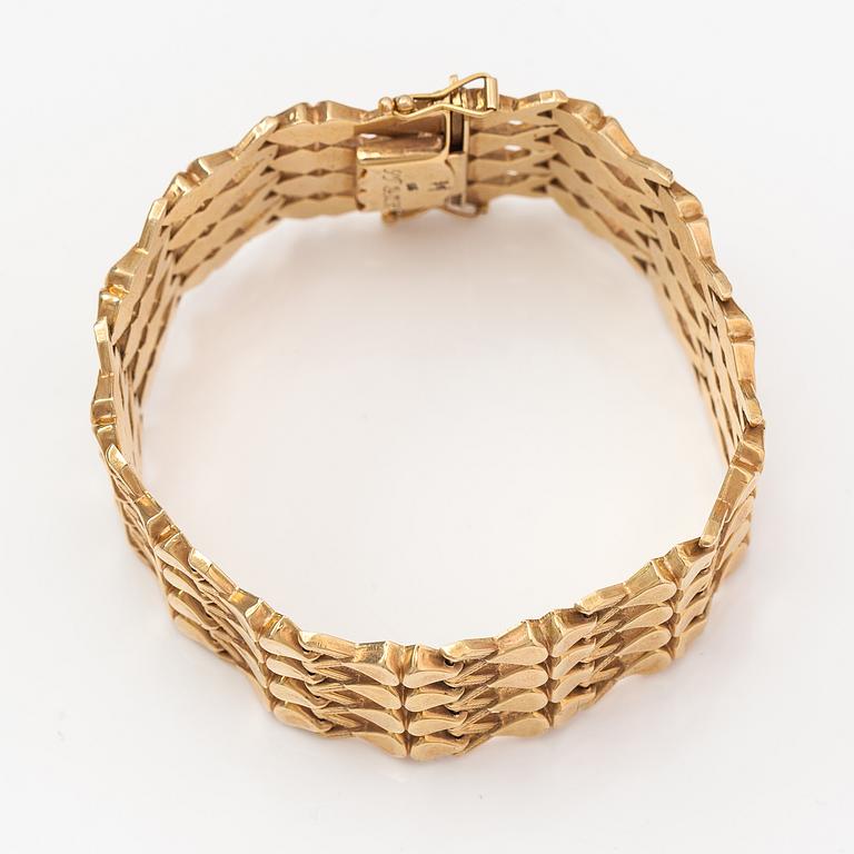 Rannekoru, 14K kultaa. Tuontileimattu Helsinki 1970.