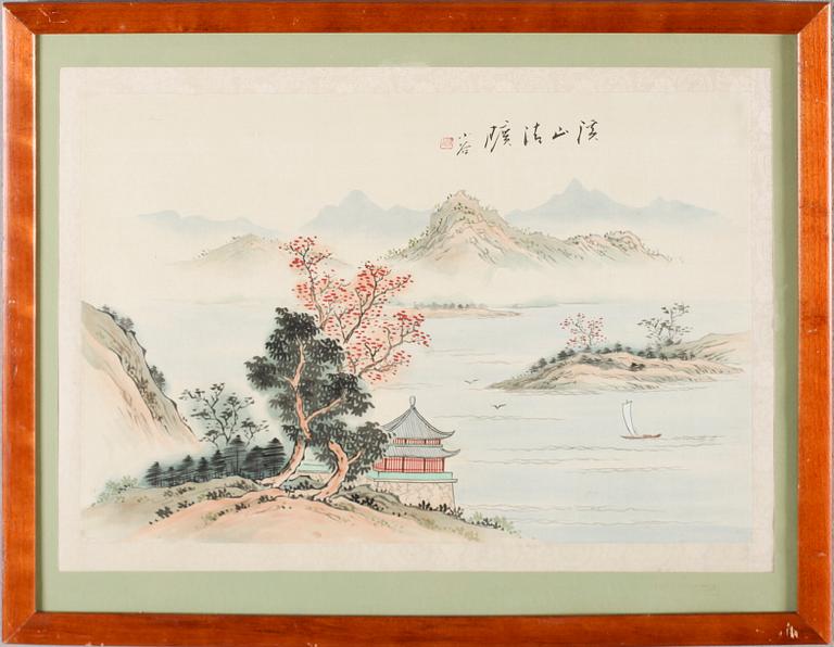 OKÄND KONSTNÄR, 2 st, gouache på siden, signerade, Kina, 2000-tal.