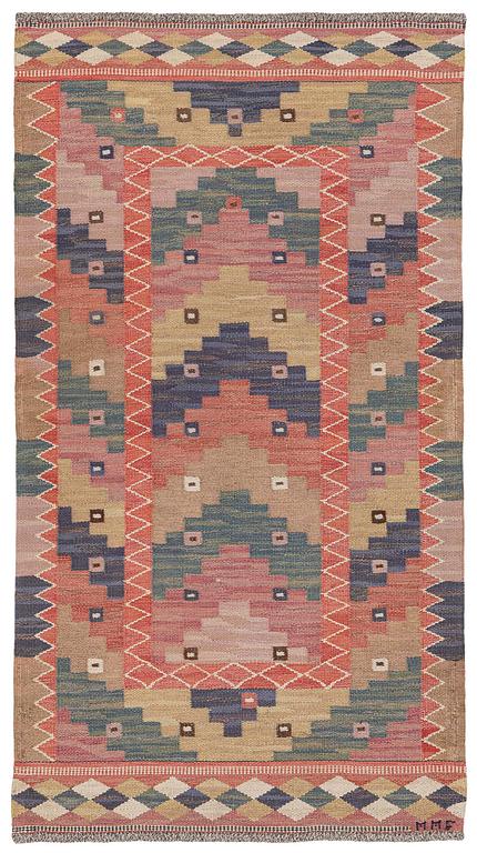Märta Måås-Fjetterström, matta, "Policolor", rölakan, ca  218 x 119 cm, signerad MMF.
