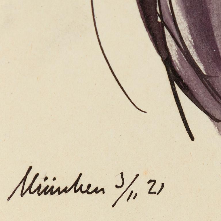 John Jon-And, mixed media on paper, dated München 3/11 -21.