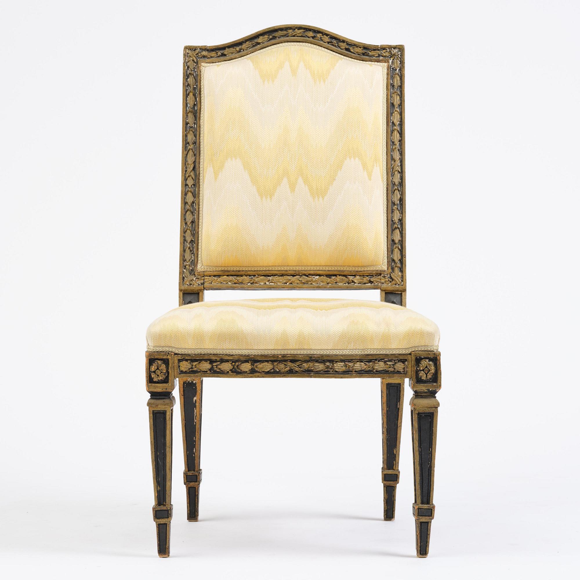 A French Louis XVI chair, late 18th century.