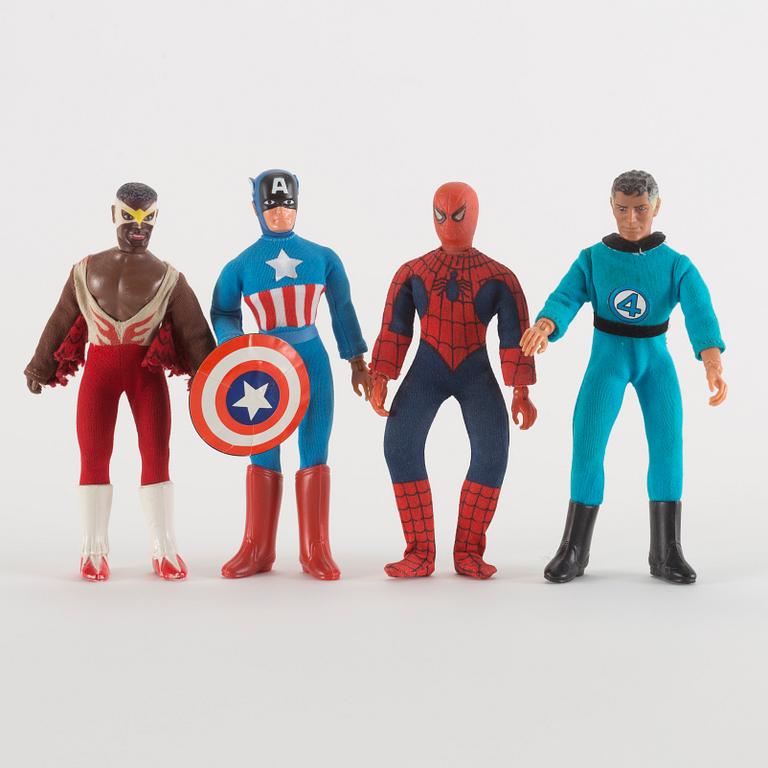 WORLDS GREATEST SUPER HEROES, 4 stycken actionfigurer, Marvel, Mego, 1970-tal.