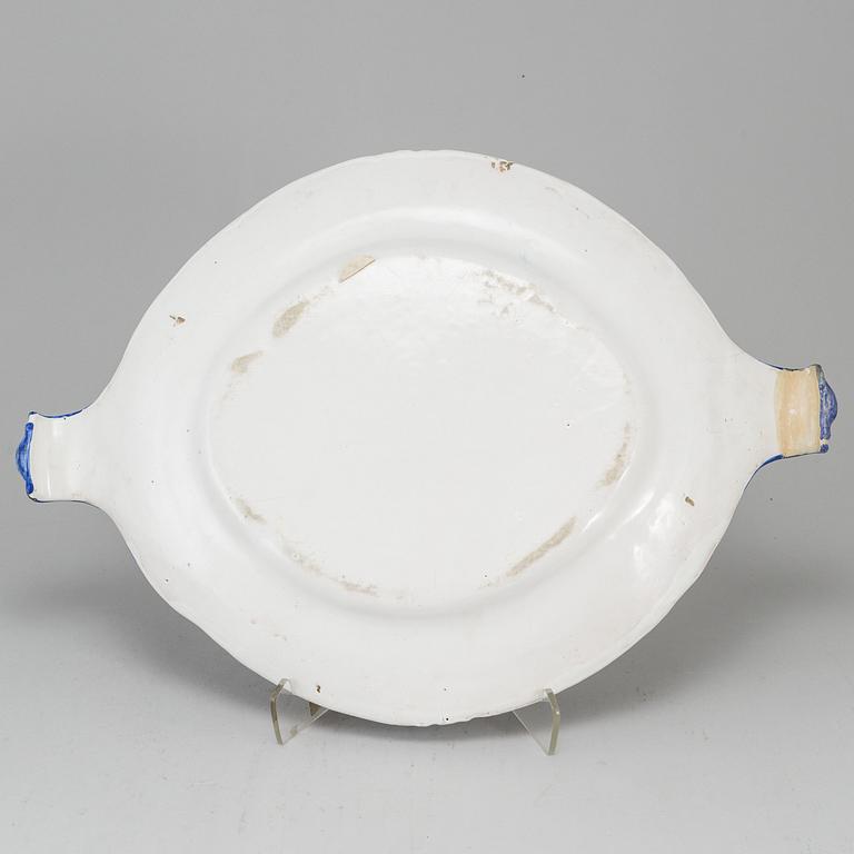 A Swedish faience tray, unmarked, 18th Century.