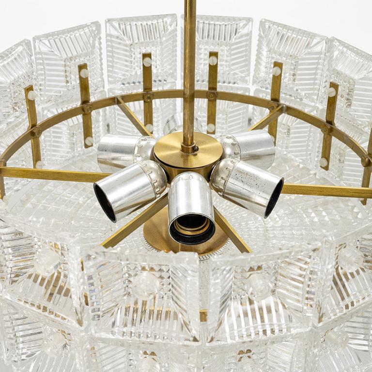 Carl Fagerlund, a glass and brass ceiling light, Orrefors.