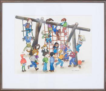 ILON WIKLAND, akvarell, signerad.