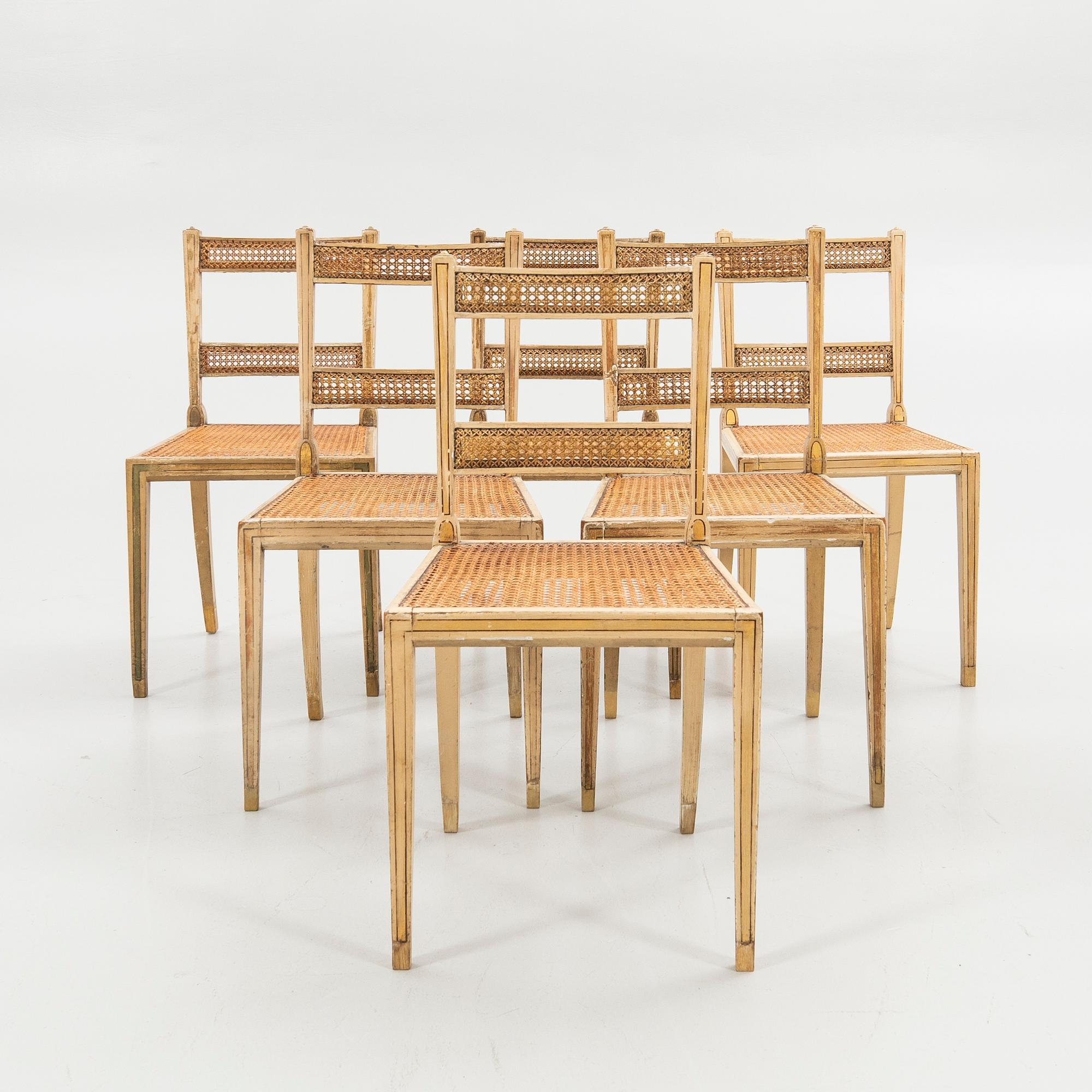 Dining chairs, 6 pcs, first half of the 19th century, England.