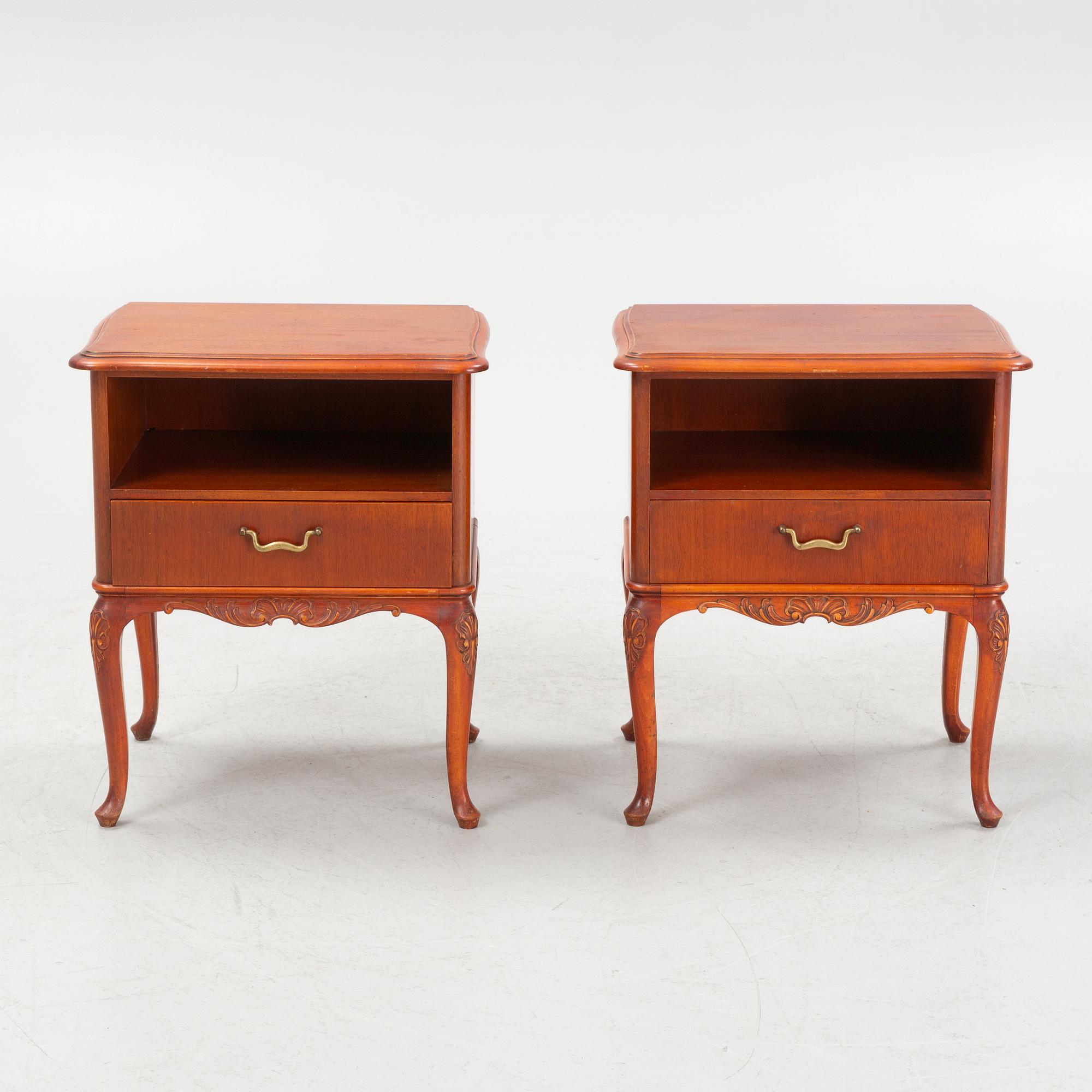 A pair of bedside tables, mid 20th Century.