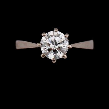 RING, 18 k vitguld, solitär briljantslipad diamant 1.14 ct, svenska stämplar BOJ 1996.