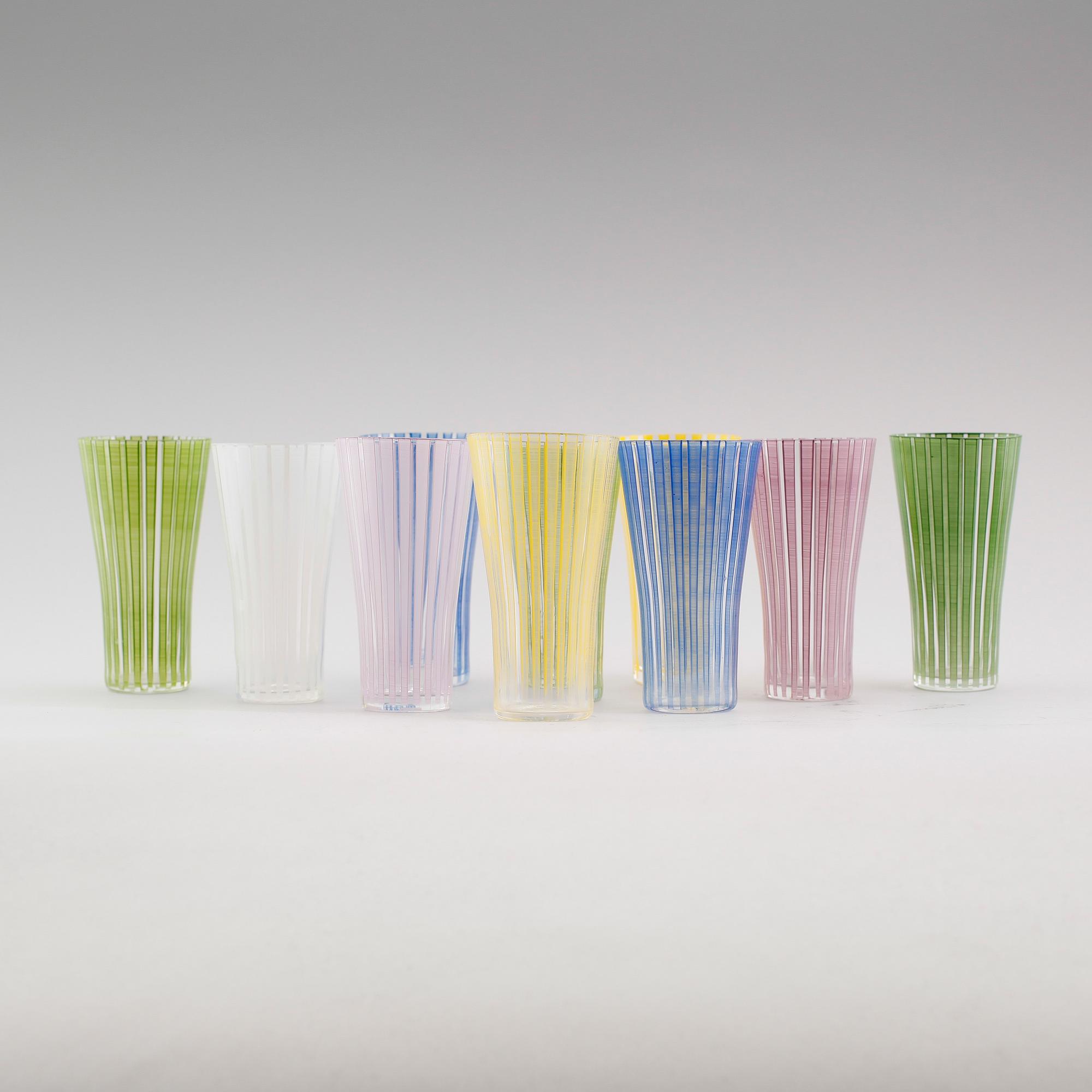 GLAS, 10 st, "Strikt", Bengt Orup, Johansfors, 1950-tal.