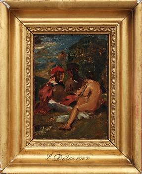OKÄND KONSTNÄR, olja på pannå, monogramsign E.D, 1800-tal.