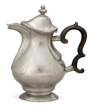 A Swedish Rococo pewter coffee pot by Hans Lagergren (1766-1801-08), Karlstad.